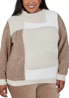Luxe Be a Lady Colorblock Chenille Sweater by Alfred Dunner