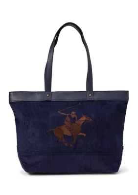 Corduroy Embroidery Logo Medium Carryall Tote by Beverly Hills Polo Club