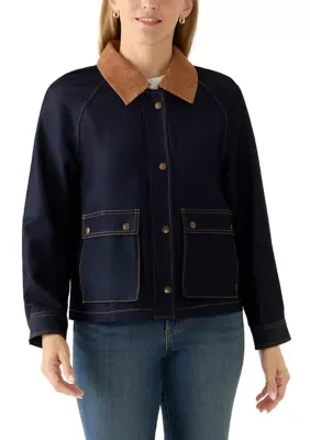 Suede Outlining Denim Jacket by Nicole Miller