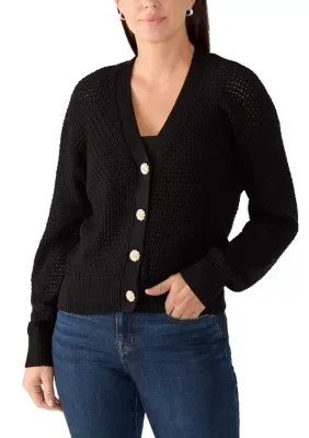 Cable Knit Cardigan with Novelty Button Closure