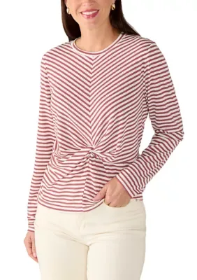 Long Sleeve Crew Neck Twist Front Shirt by Derek Heart