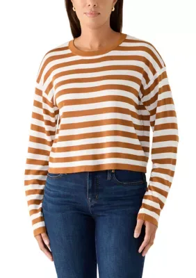 Long Sleeve Cropped Stripe T-Shirt by Velvet Heart