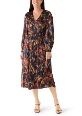 Julia Jordan Long Sleeve V-Neck Midi Dress