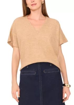 Short Sleeve V-Neck Sweater by Vince Camuto