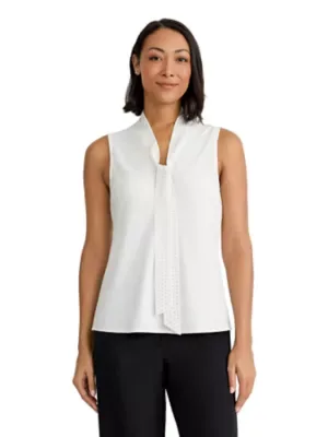 Sleeveless Bias Tie Front Blouse by Kasper