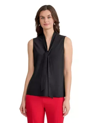Sleeveless Bias Tie Front Blouse