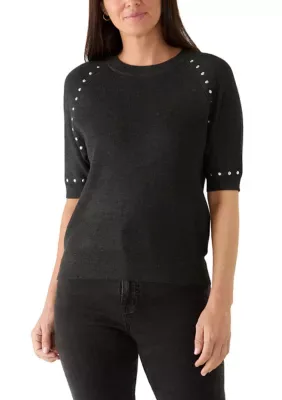 Short Sleeve Sweater with Sleeve Details by Zac & Rachel