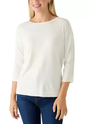 Stripe Accent Sleeve Sweater