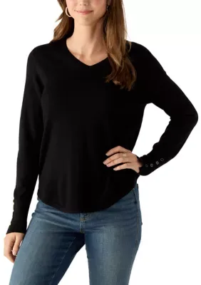 V-Neck Sweater with Cuff Detail by Zac & Rachel