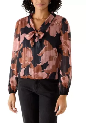 V-Neck Bow Tie Blouse by Zac & Rachel
