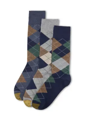 3-Pack Heirloom Argyle Crew Socks by Gold Toe
