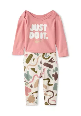 Just Do It Long Sleeve Bodysuit and Print Pants Set by Nike