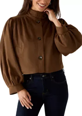 Mock Neck Puff Sleeve Swing Jacket by Steve Madden