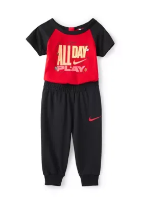 All Day Play Graphic Raglan Bodysuit and Pants Set by Nike