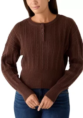 Henley Cable Knit Sweater by Riley & Rae