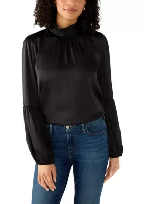 Mock Neck Blouson Sleeve Blouse by CeCe