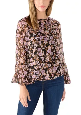 Keyhole Ruffle Bell Sleeve Blouse by CeCe