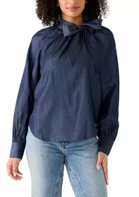 Raglan Sleeve Big Bow Shirttail Top by CeCe