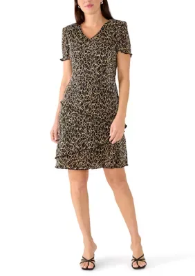 Printed Bodre Tiered Dress by Connected Apparel