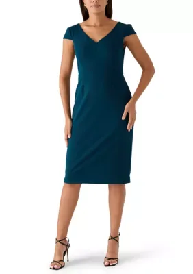 V-Neck Crepe Scuba Dress