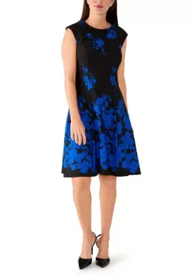 Border Ottoman Fit and Flair Dress by Connected Apparel