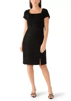 Square Neck Boucl Sheath Dress by Connected Apparel