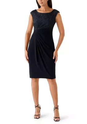 Eyelash Top Drape Waist Dress by Connected Apparel