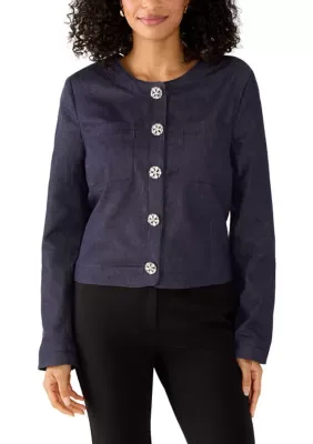 Long Sleeve Jacket with Chest Patch Pockets by CeCe