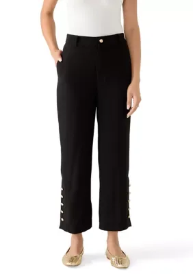 Cropped Straight Leg Tailored Pants with Buttons by CeCe