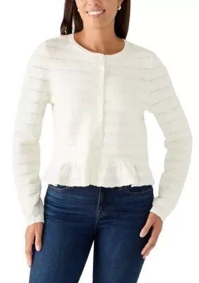 Pointelle Long Sleeve Cardigan