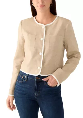 Long Sleeve Contrast Patch Pocket Jacket by CeCe