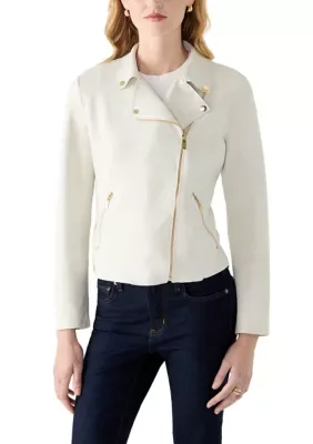 Faux Suede Moto Jacket by Carmen Marc Valvo