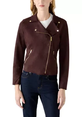 Faux Suede Moto Jacket