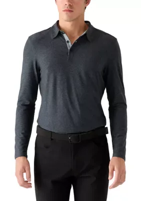 Long Sleeve Mock Collar Golf Polo Shirt