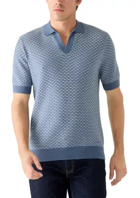 Short Sleeve Sweater Knit Polo Shirt with Johnny Collar by Alton Gray