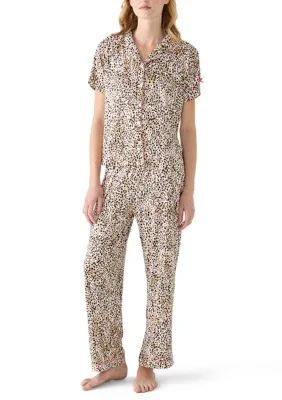 Breann Print Short Sleeve Shirt Pants and Shorts Pajama Set