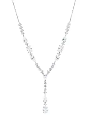 Lab Grown White Sapphire Lariat Necklace in Sterling Silver, 18 In