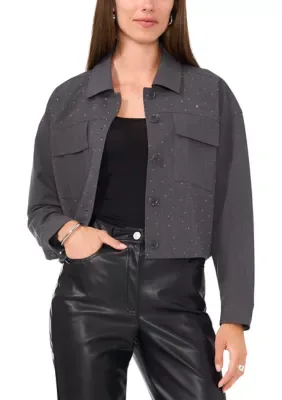 Long Sleeve Button Front Jacket by Vince Camuto