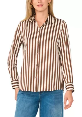 Long Sleeve Striped Button Down Shirt by Vince Camuto