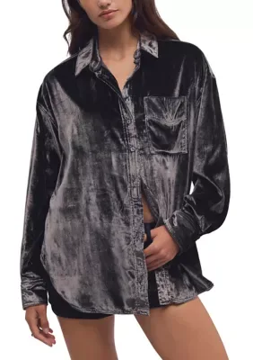 We the Free Lexi Velvet Button Down Shirt by Free People
