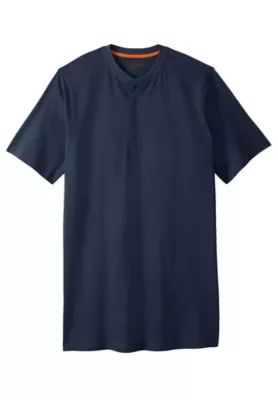 Heavyweight Longer-Length Short-Sleeve Henley Shirt - Steel by Boulder Creek