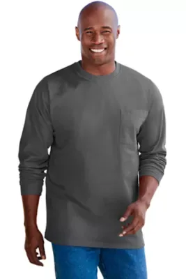 Heavyweight Crewneck Long-Sleeve Pocket T-Shirt - Steel by Boulder Creek