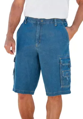 12" Side Elastic Denim Cargo Shorts by Boulder Creek