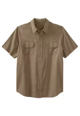 Short Sleeve Denim and Twill Shirt
