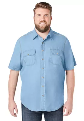 Short Sleeve Denim and Twill Shirt