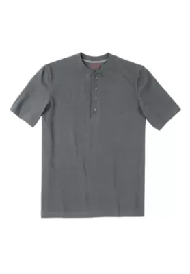 Heavyweight Short-Sleeve Henley Shirt - Steel by Boulder Creek
