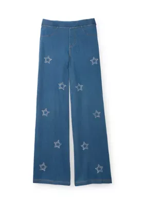 Knit Denim Wide Leg Jeggings by Star Ride