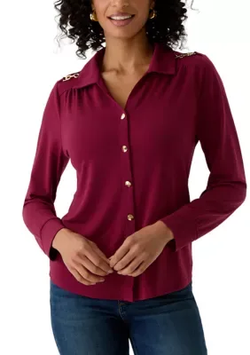 Long Sleeve Collared Top by Rio & Rian