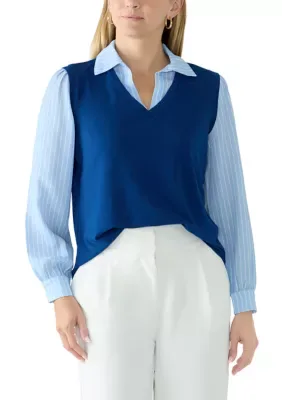 Long Sleeve Twofer Top by Rio & Rian