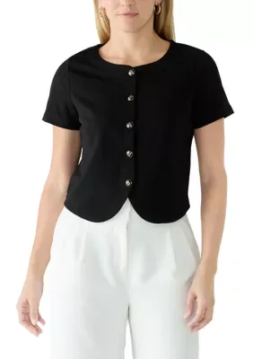 Crew Neck Ponte Tulip Hem Top by Rio & Rian